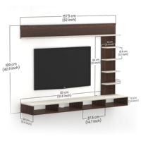 Elegante Mueble de TV Grande para Montar en la Pared Primax Plus con Estantes para Libros y Decoración, Ideal para Televisores de 50 Pulgadas