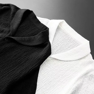 Costumes d'été pour hommes 2 pièces Tops à manches courtes + pantalons longs Couleur unie Polo Col à revers Bouton Taille élastique Pantalon Tracksuit - Product Image 2