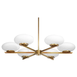 Candelabro de techo de latón de vidrio esmerilado de 6 brazos moderno, accesorio de iluminación para sala de estar, comedor o decoración artística para el hogar - Product Image 1