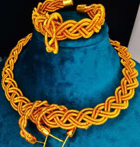 Hot Selling 18K Gold Plated Vani Chokker Necklace Multilayer <b>Earrings</b> Bracelet Pearl Stone Wedding Gifts Women Main <b>Silver</b> - Product Image 4