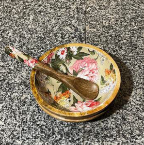 Juego de Tazones Hondos para Ensalada de Resina Epoxi Bondtite de Moda, 7x3 Pulgadas, Madera de Mango Pulida, Incluye Cuchara y Tenedor, Ecológico, Duradero, para Graduación - Product Image 2