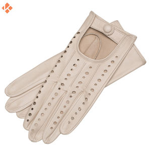 Black Women Winter <b>Driving</b> Wool Lining Genuine Lambskin Leather <b>Gloves</b> <b>for</b> Ladies - Product Image 4