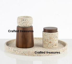 Vintage Style Terrazzo Bakhoor Burner Tray <b>Set</b> Marble Incense Burner Holder Muabkhar <b>Set</b> <b>Candle</b> Holder Home Decor At Best Price - Product Image 4