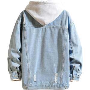 Chaqueta Vaquera Azul Clásica Personalizable para Hombre y Mujer, Estilo Vintage con Capucha, Botones, Patrón de Letras, Chaqueta Vaquera Recubierta - Product Image 5