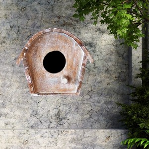 Kezevel Casa de pájaros colgante de madera lavado marrón y blanco Venta caliente regalos y artesanías cajas de madera carteles de pared hechos en la India - Product Image 1