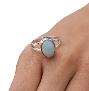 925 Stamp Solid High Quality Promise <b>Ring</b> Designer Jewelry 925 Sterling <b>Silver</b> Handmade Gemstone Blue Opal <b>Spinner</b> <b>Ring</b> Jewelry - Product Image 1