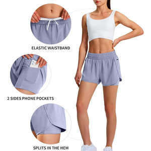 Pantalones cortos deportivos OEM 2 en 1 para mujer, ropa deportiva de verano de diseño personalizado con forro interior, pantalones cortos de gimnasio transpirables que absorben la humedad - Product Image 5