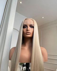 Perruque Lace Front Premium HD avec Cheveux Humains Remy Indiens, Dentelle Française et Base en Soie, Longue, Couleur Blond Gris, pour un Look Naturel et Élégant - Product Image 5