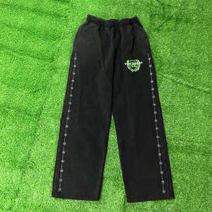 Wholesale OEM Custom 400GSM Acid <b>Washed</b> French Terry Sweatpants - Stone <b>Washed</b> Cotton Rhinestone <b>Screen</b> Printing Ready Trousers - Product Image 3