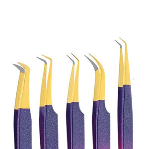 Ladies Custom Logo Pink Fiber Tip Volume Lash Tweezers Instrument de beauté en acier inoxydable pour faux cils - Product Image 3