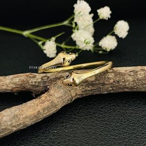 Anillo abierto antiguo de serpiente doble de oro sólido de 14 quilates, anillo de oro de doble cabeza de serpiente, anillo de serpiente de doble cabeza vintage, anillo de serpiente de diamante - Product Image 3