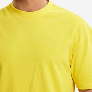 T-shirts pour hommes en coton 100% tricoté, col rond, couleur unie, 210G, manches courtes, coupe ample, tissu respirant et doux, streetwear décontracté - Product Image 6