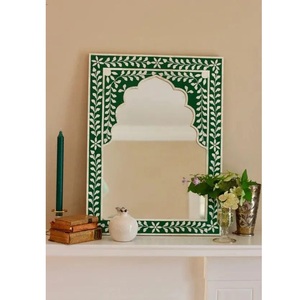 Marco de espejo de pared de resina de madera con incrustaciones de fregona de hueso moderno hecho a mano de alta calidad al por mayor personalizable para hueso decorativo de boda - Product Image 1