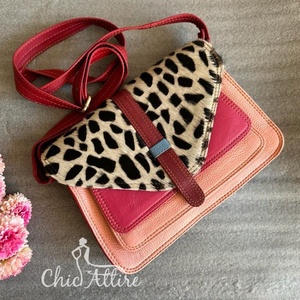 New Style Recycled <b>Leather</b> Stubby Color Sling Bag High Quality Animal Print Fur <b>Leather</b> Handbag Multi Colour Women Shoulder Bag - Product Image 1