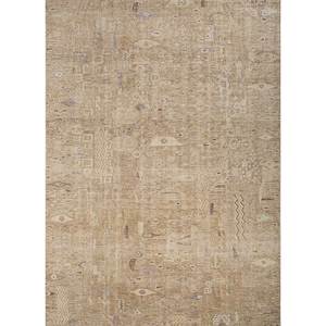 Erbe Beige <b>Brown</b> Hand Knotted <b>Wool</b> Rugs Abstract Living Carpet for Home Handmade Rectangle Puzzle Entryway Carpet for Hallway - Product Image 1