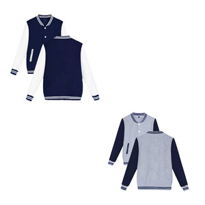 Chaqueta universitaria con mangas de cuero bordadas y logotipo personalizado, ropa de calle, Letterman CollegeBaseballjacket para hombre - Product Image 5