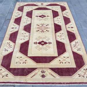 พรมตุรกีวินเทจ ขนาด 6.1x9.3 ฟุต สีแดงล้วน - Product Image 1