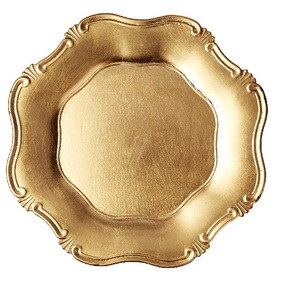 Assiettes de service rondes martelées plaquées or, finition de luxe, pour service alimentaire, ustensiles de cuisine, plateau de luxe - Product Image 5