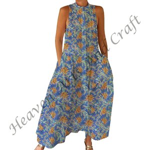 Combinaison en coton doux pour femmes avec imprimé à la main Combinaison élégante et combinaison-pantalon pour le printemps/été Adultes Nouvelle arrivée automne Bagru - Product Image 6