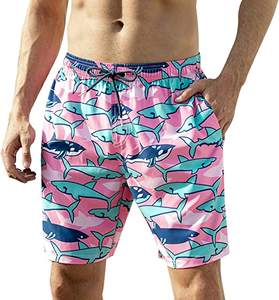 Pantalones cortos de tabla de playa para correr deportivos informales ecológicos para hombre, patrón liso teñido - Product Image 2