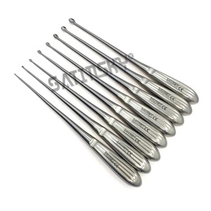 Cureta de fusión espinal HIBBS SPRATT, juego de 8 curetas neuroquirúrgicas de hueso Brun; Curetas de fusión espinal Hibbs Spratt - Product Image 1