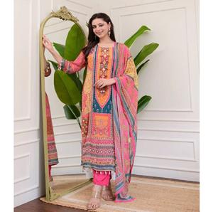 Haut imprimé miroir à la mode de haute qualité avec pantalon et ensemble ethnique de créateur Dupatta pour femmes modernes - Product Image 1