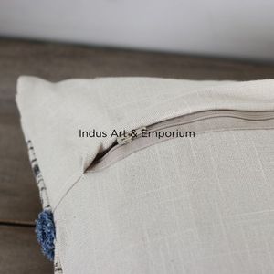 Blue and Grey Indian Tufted Boho Decorative Handmade Cotton Mudcloth <b>Cushion</b> Cover - Product Image 3