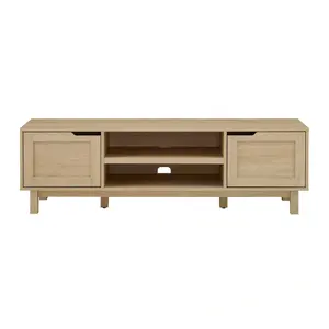 Meuble TV Middlebrook Designs Porte moderne en bois de teck massif pour meubles de salon