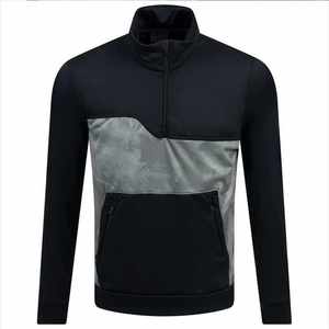 Chemises d'entraînement pour hommes de haute qualité, à manches longues, col montant, fermeture éclair quart de tour, séchage rapide, en polyester et élasthanne personnalisés - Product Image 6