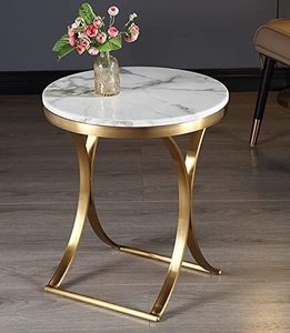 Round Modern White <b>Top</b> Metal Steel <b>Marble</b> <b>Side</b> <b>Table</b> With Golden Base Furniture Living Room Decorative <b>Table</b> - Product Image 1