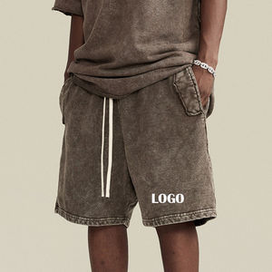 กางเกงขาสั้นเล่นเหงื่อของผู้ชายมาใหม่ไซส์พิเศษแบบวินเทจผ้าเกล็ดปลากางเกงขาสั้นใส่วิ่งผ้าเฟรนช์เทอร์รี่สีพื้นแบบลำลองผลิตตาม2025 - Product Image 4