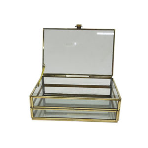 Caja de joyería de diseño único de vidrio y latón con chapado en plata, producto personalizado para decoración de bodas, hecho a mano a granel - Product Image 1