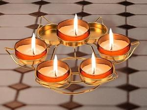 Bougeoir traditionnel chauffe-plat conception arrachée bougeoir à sept têtes bougeoir doré brillant pour la décoration multi-événements - Product Image 2