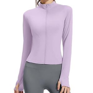 Haut de yoga respirant personnalisé en spandex/nylon, taille plus, veste de fitness pour femmes, vêtements de sport confortables et lisses, entraînement quotidien, demi-zip - Product Image 2