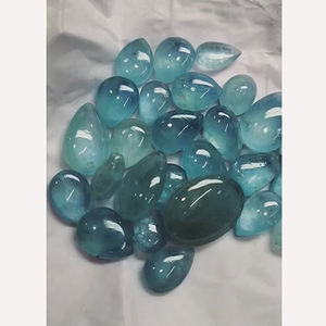 27ชิ้นพลอยอะความารีนธรรมชาติ15มม. ถึง30มม. ทรงลูกแพร์ทรงรีลายนูน326 CTS ล็อต iroc ขายอความารีน baruj อัญมณีหลวม CAB US 85 $ - Product Image 1