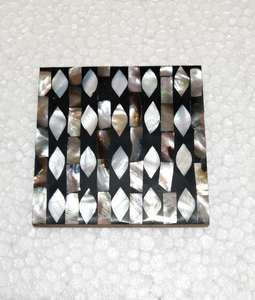 Premium Classic Eco-Friendly <b>Black</b> Resin square Tea <b>Coasters</b> with Mother Pearl Inlay Stylish Cup Platter Mats for Home Hotel Use - Product Image 3