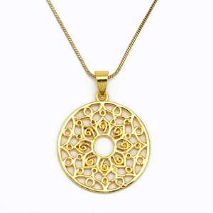 Exclusive Gold Pendant Necklace Tribal Brass Jewelry Women 18k Gold Plated Geometric Round Mandala Pendant For Wholesale/OEM/ODM - Product Image 1