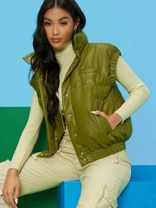 Venta al por mayor de invierno chaqueta Puffer abrigo sin mangas señoras cremallera algodón relleno burbuja Puffer chaleco - Product Image 5