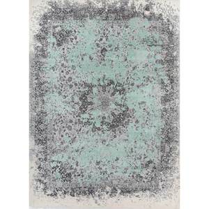 Alfombras de Lana y Seda Anudadas a Mano del Lejano Oriente, Skrt-814(Micv), Tono Azul, Medallón Rectangular, Diseño Abstracto para el Hogar, Dormitorio de Adolescentes - Product Image 1