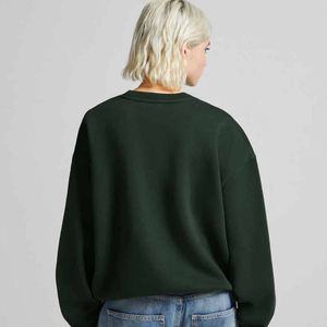 Sudadera Extra Grande Verde Oscuro para Mujer, Cuello Redondo, Manga Larga, Diseño de Hombros Caídos con Bordado 3D, Ajuste Holgado, Invierno - Product Image 5