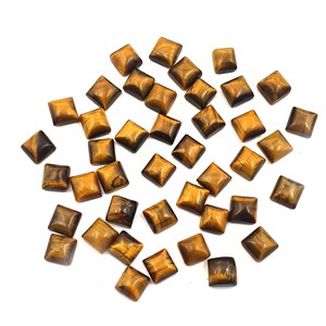 IGI Certified Natural Tiger <b>Eye</b> Gemstone Square Cushion Cabochon Lot 35 pcs 8 mm 101 CT Tiger Jewelry Making - Product Image 3