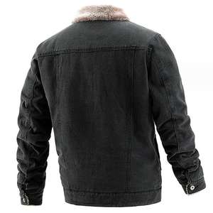 Veste en jean enduite d'automne pour hommes coupe-vent à capuche col montant Streetwear veste en jean décontractée personnalisée - Product Image 5