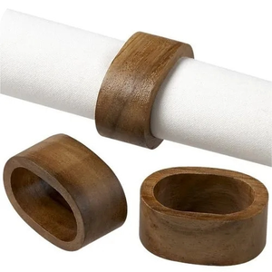 Anneaux de serviette faits à la main en bois d'acacia au design moderne porte-serviettes décoratif fantaisie pour mariage et fête pour la vente en gros - Product Image 6