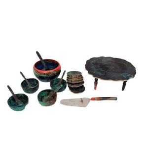 Quatre bols à manger en résine ombré avec cuillères un bol de service avec cuillère bol de service à salade ensembles de vaisselle de décoration de mariage - Product Image 3