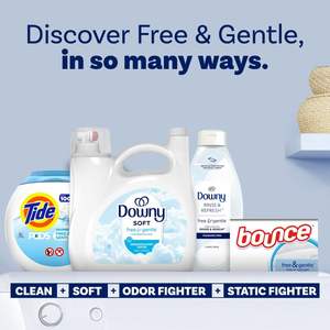 Adoucissant liquide Downy Free & Gentle, 140 fl oz, 190 lavages, hypoallergénique, adapté aux peaux sensibles - Product Image 5