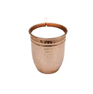 โถใส่เทียนรูปทรงกลมชุบทองแดงออกแบบด้วยค้อนสำหรับไฟบ้านดิวาลีของตกแต่งโต๊ะ - Product Image 3