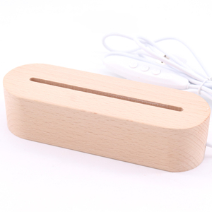 Cadeau <span class=keywords><strong>de</strong></span> maison lampe d'atmosphère ovale en bois massif acrylique petite douille base lumineuse chevet veilleuse artisanat - Product Image 5