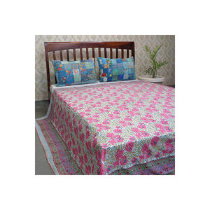 Latest Design Organic Cotton Dohar Queen Size Quilt Handcrafted Indian HandBlock <b>Printed</b> Bedding Traditional Indian Quilt Bulk - Product Image 1