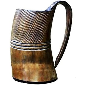 Fabriqué à la main écologique naturel Buffalo vache corne à boire chope tasse médiévale vieilli bière hydromel Original poli Agate poignée - Product Image 3