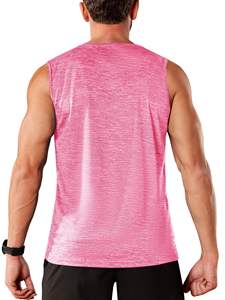 Camiseta sin mangas de poliéster para hombre, camiseta atlética sin mangas con tela ligera de secado rápido, ideal para Fitness, gimnasio, correr e informal - Product Image 2